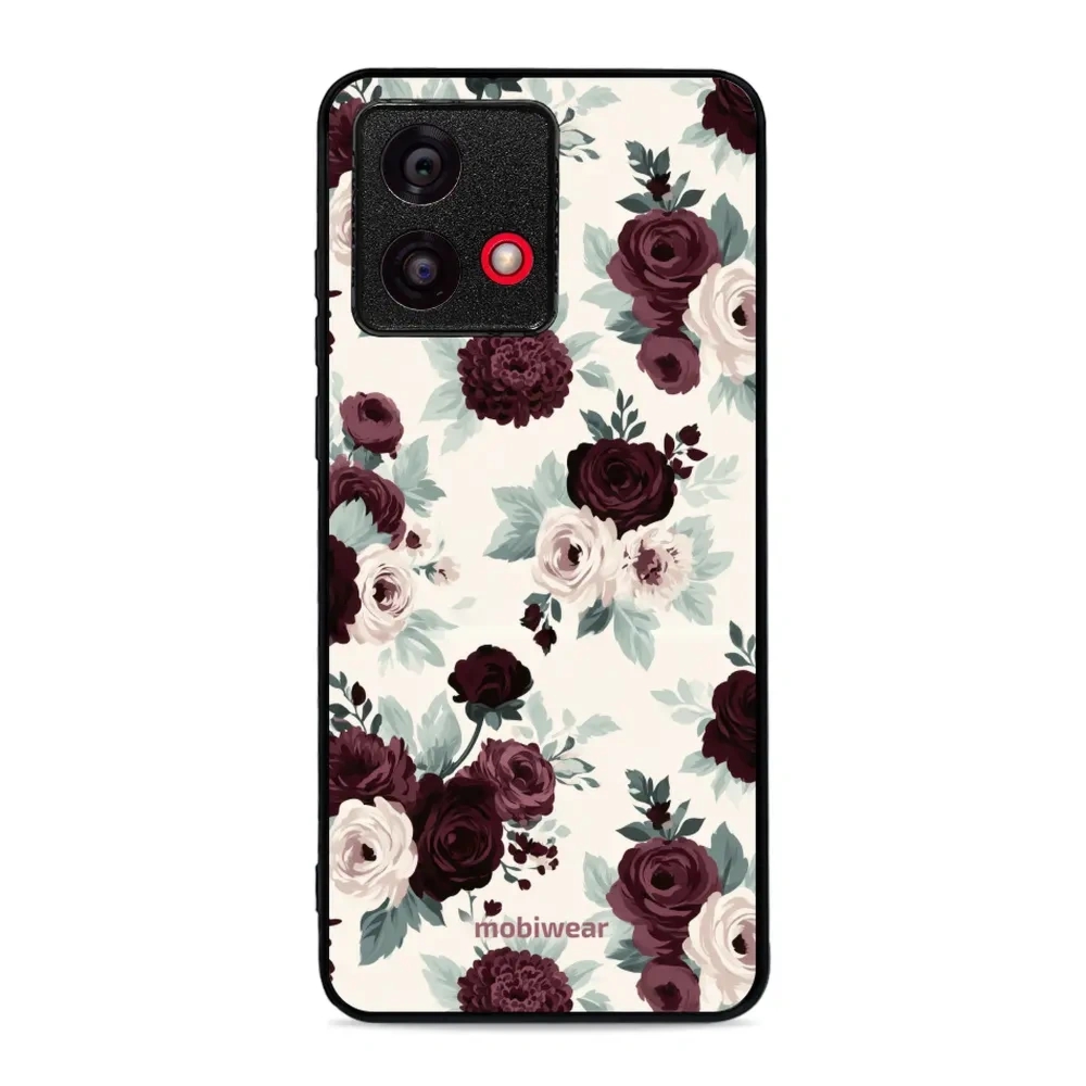 Etui ochronne do Motorola Moto G84 5G, Mobiwear Glossy Case, róże z szałwią na kremie