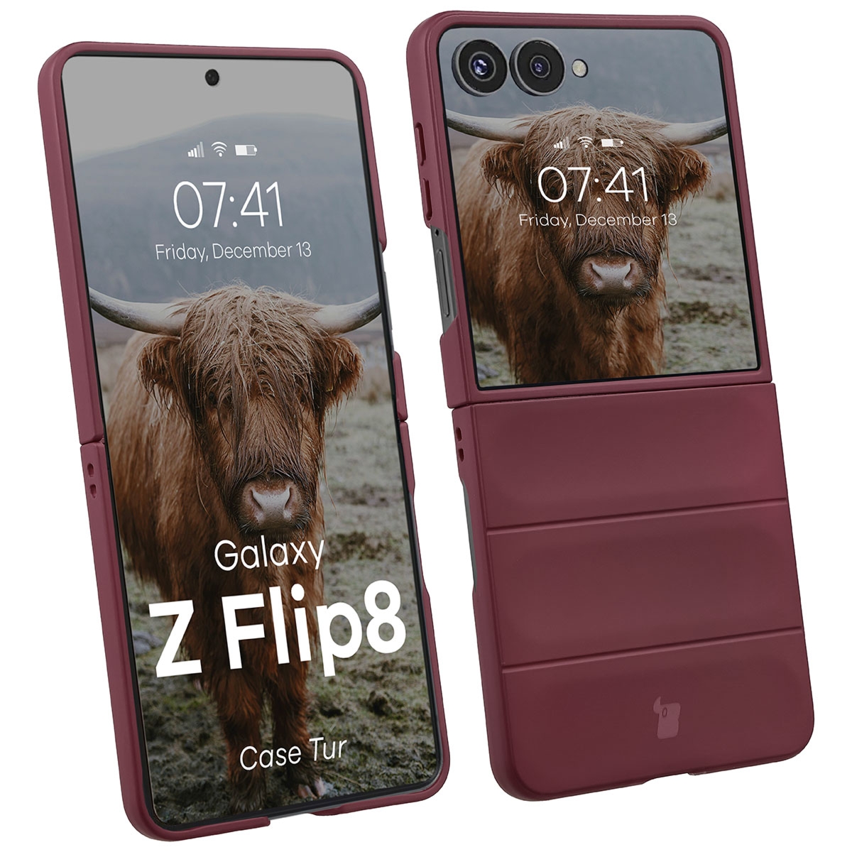 Pancerne etui Bizon Case Tur do Galaxy Z Flip8, burgundowe