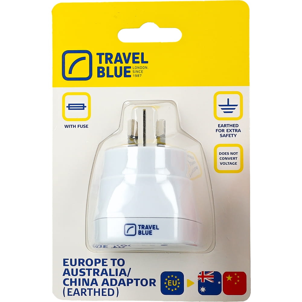 Image of Adapter / przejściówka Travel Blue Adapter, Europa (Schuko) do Australii, Chin, biały