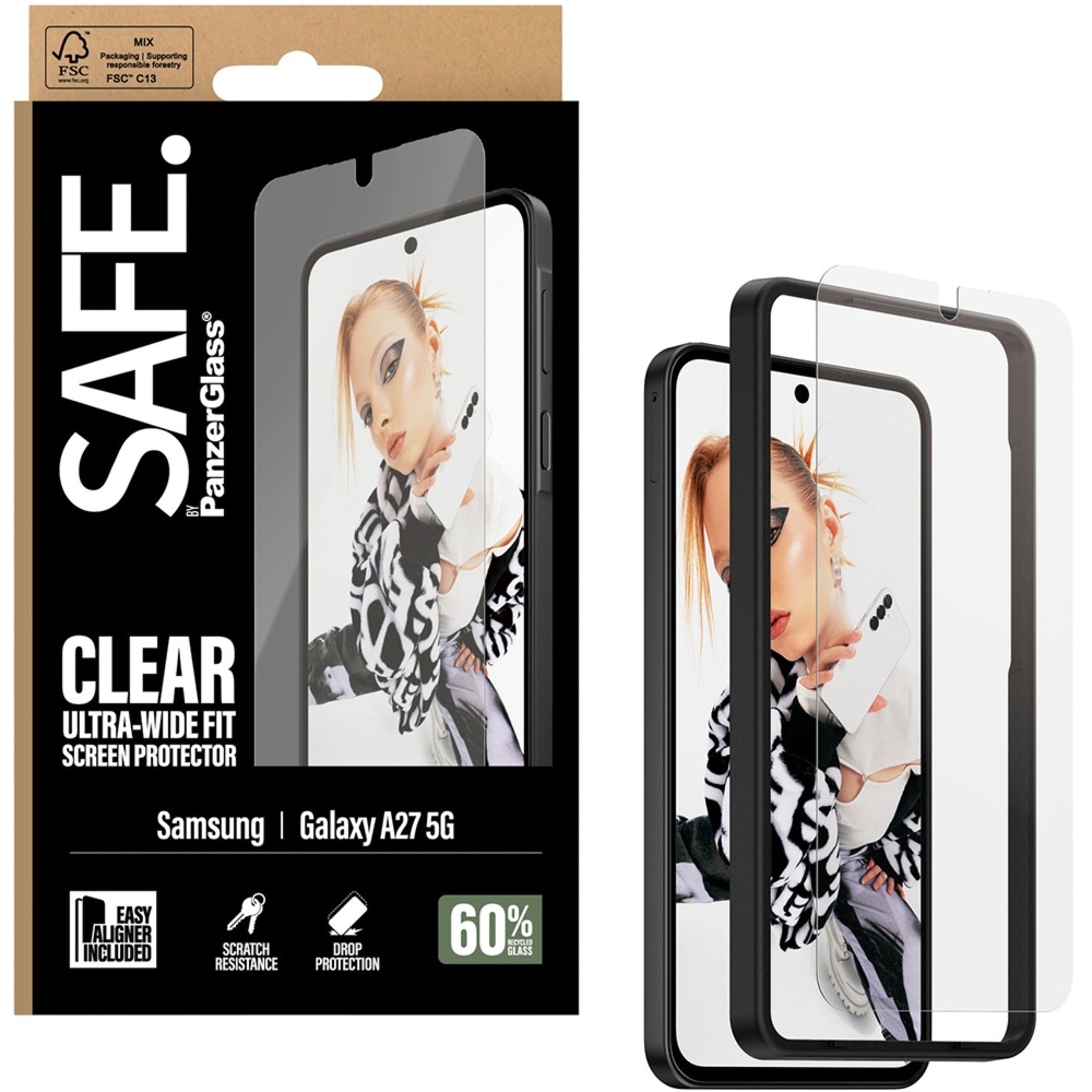 Szkło hartowane z aplikatorem SAFE by PanzerGlass Ultra-Wide Fit + EasyAligner do Galaxy A27 5G