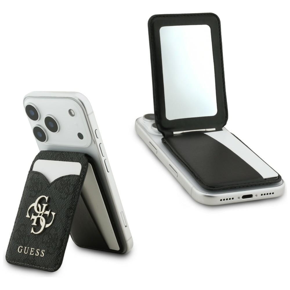 Portfel na karty z lusterkiem Guess Stand and Mirror MagSafe, czarny