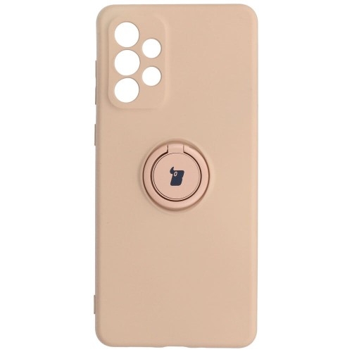 Image of Etui Bizon Case Silicone Ring do Galaxy A73 5G, jasnoróżowe