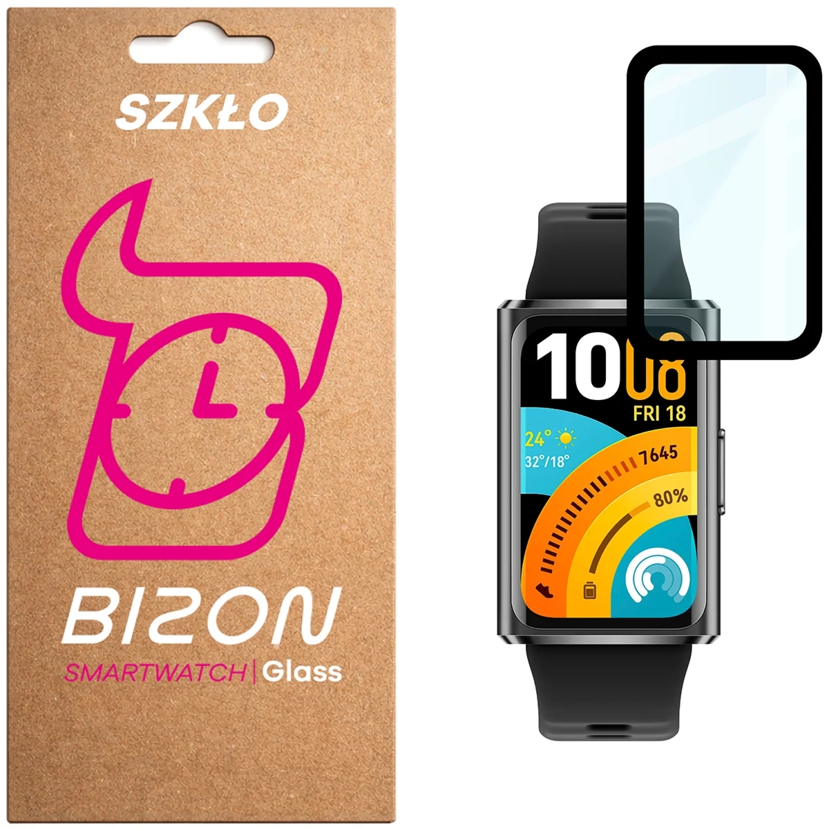 Szkło hybrydowe Bizon Watch Glass Edge Hybrid dla Huawei Band 11 Pro, czarne