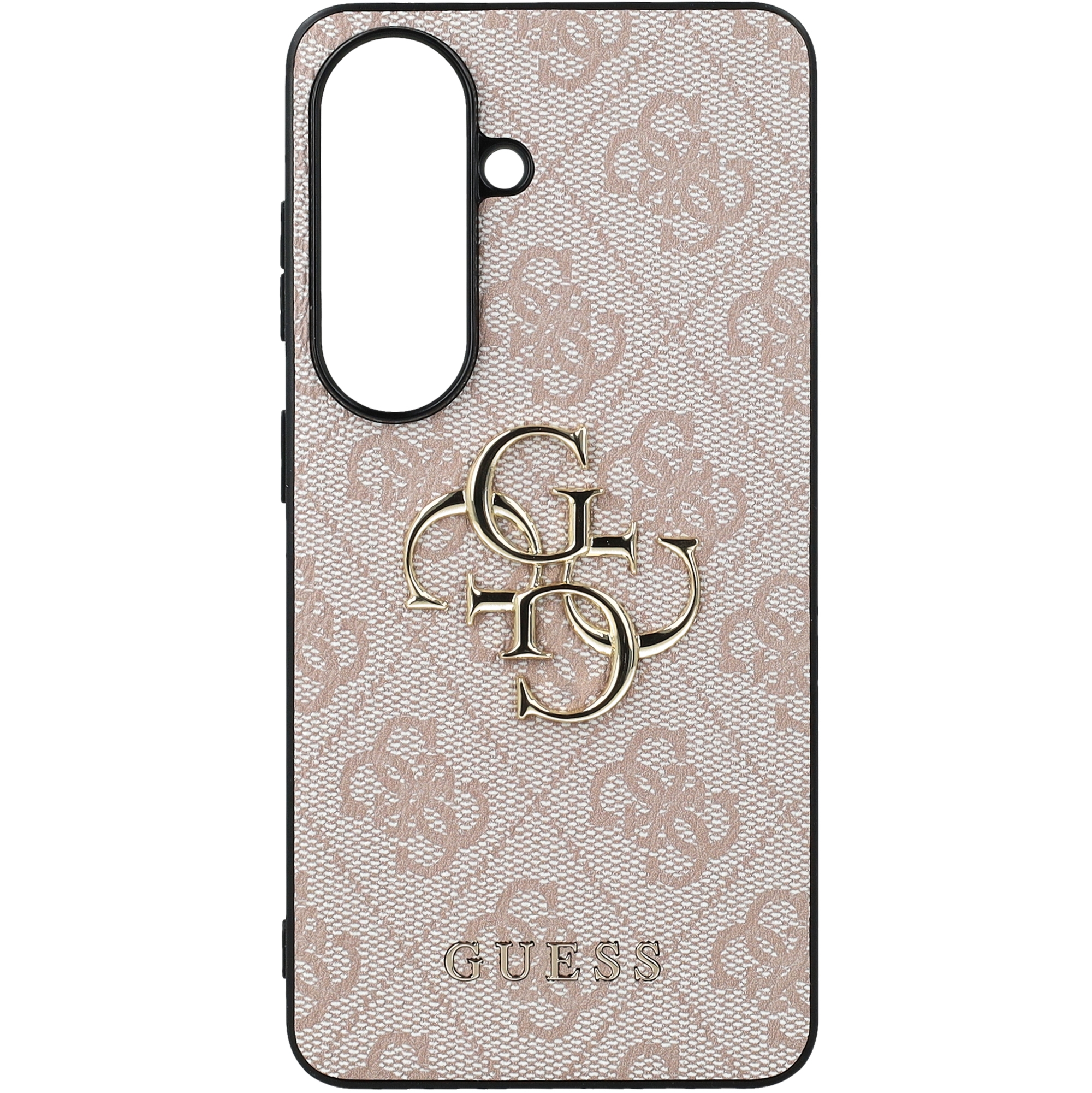 Etui Guess Hardcase Leather do Galaxy S26, różowo-czarne z Big Logo Guess