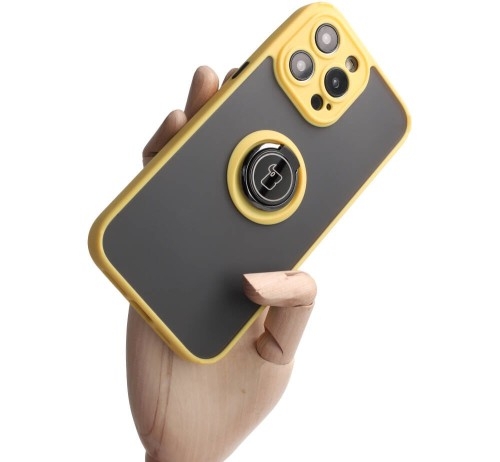 Image of Etui Bizon Case Hybrid Ring do iPhone 14 Pro Max, żółte