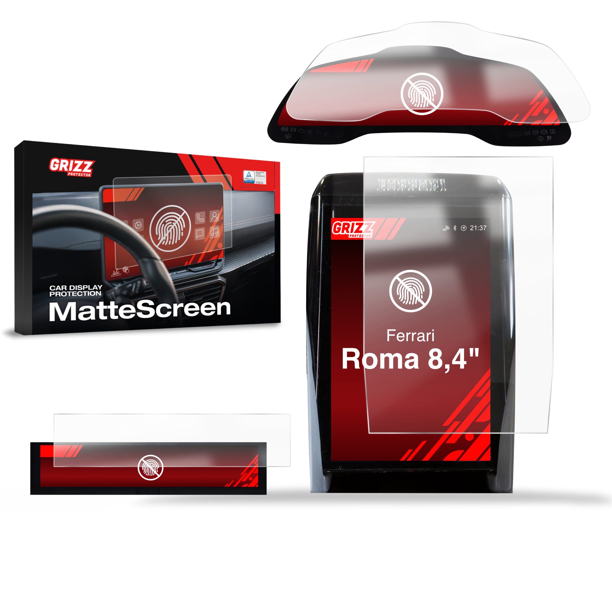 3w1 Folia antyodciskowa Grizz Protector na ekran Ferrari Roma 8,4″ (2020-2026), matowa