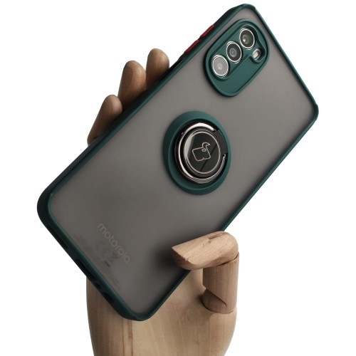Image of Etui Bizon Case Hybrid Ring do Motorola Moto G52/G82, ciemnozielone