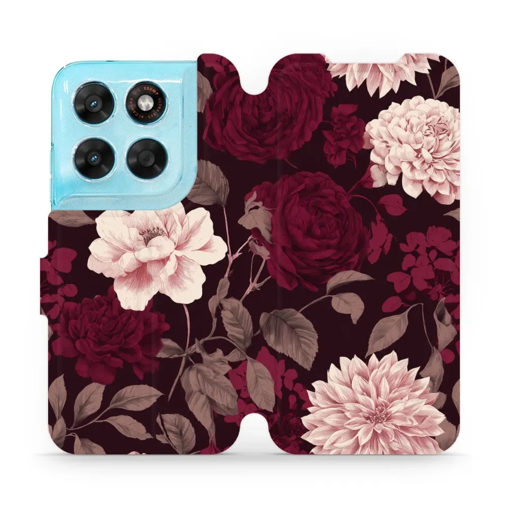 Etui z klapką do Motorola Moto G87 5G, Mobiwear Book, wino i dalie