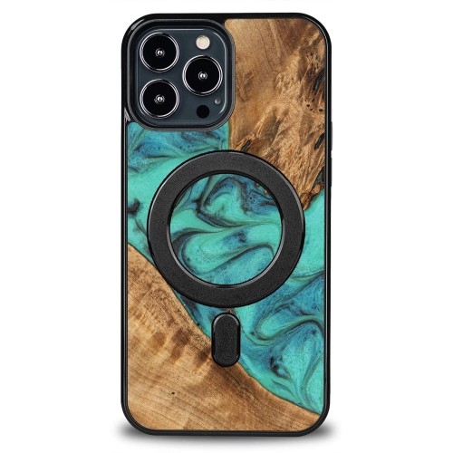 Image of Drewniane etui Bewood do iPhone 13 Pro Max, Turquoise MagSafe