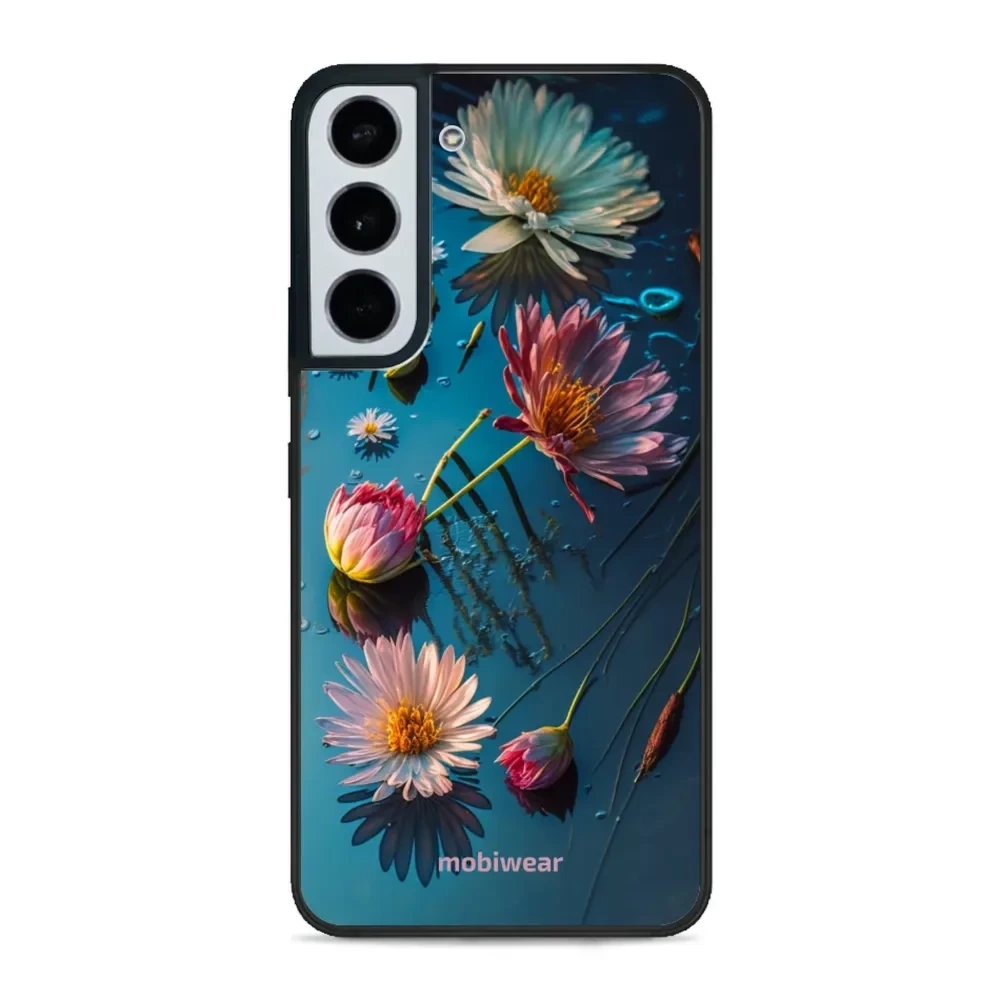 Etui ochronne do Galaxy S22, Mobiwear Glossy Case, niebiesko-kwieciste