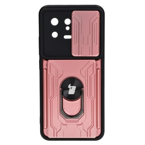 Image of Etui Bizon Case Camshield Card Slot Ring do Xiaomi 13, jasnoróżowe