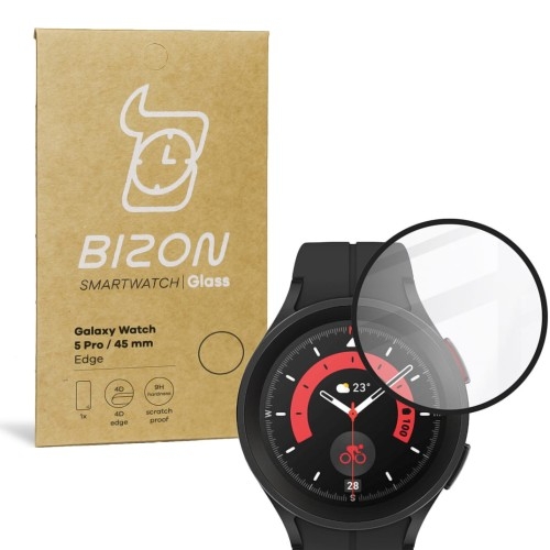 Image of Szkło hybrydowe Bizon Glass Watch Edge Hybrid dla Galaxy Watch 5 Pro 45 mm, czarne