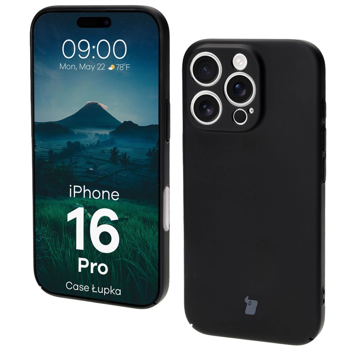 Etui Bizon Case Łupka do iPhone 16 Pro, czarne