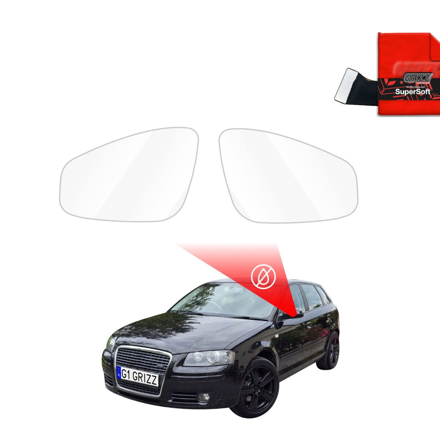 Folia przeciwdeszczowa Grizz Protector na lusterka do Audi A3 8P Hatchback 5D (2003-2008)