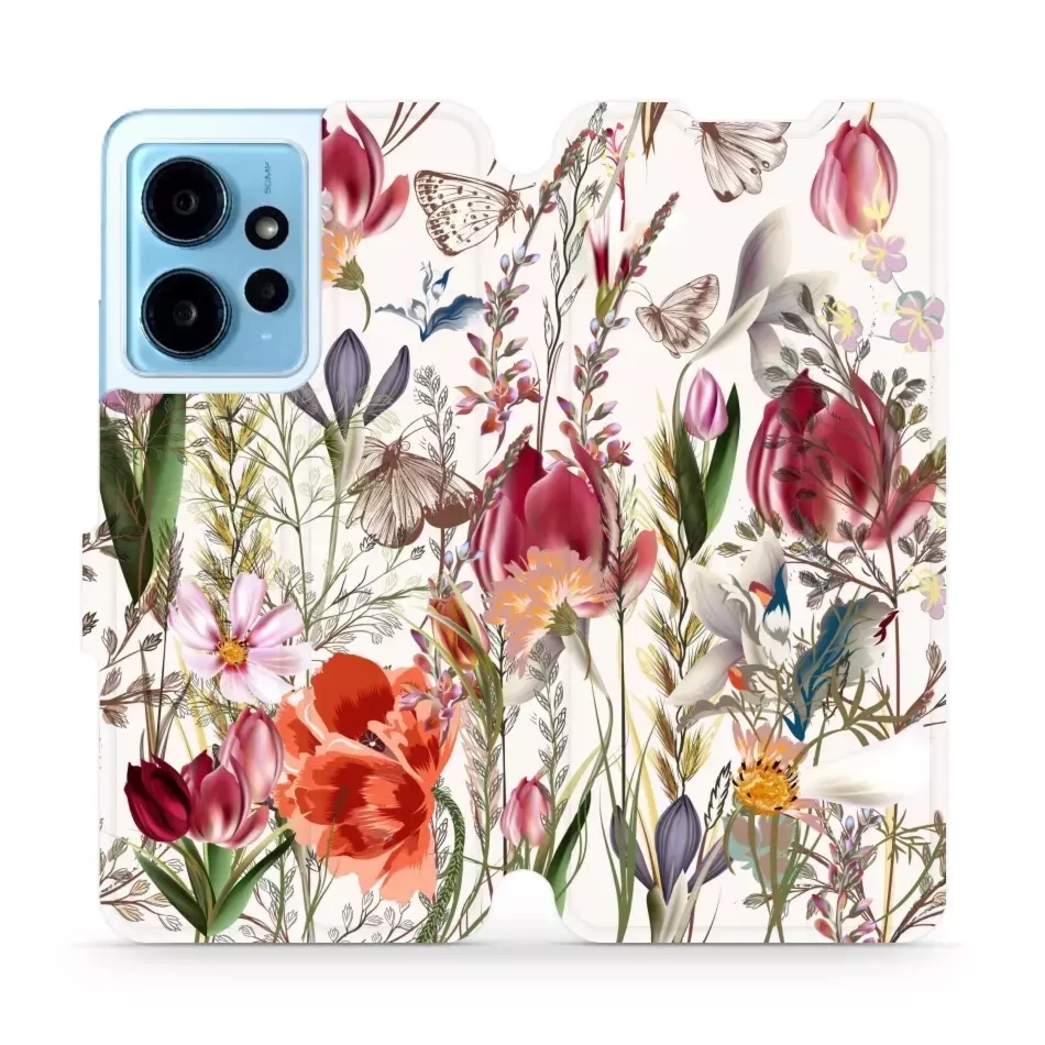 Etui z klapką do Xiaomi Redmi Note 12 4G, Mobiwear Book, bukiet kwiatów