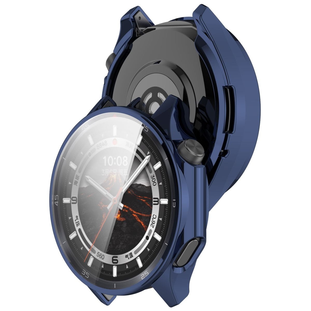 Image of Etui z osłoną ekranu Bizon Case Watch Felipe do OnePlus Watch 3 / Oppo Watch X2, niebieskie