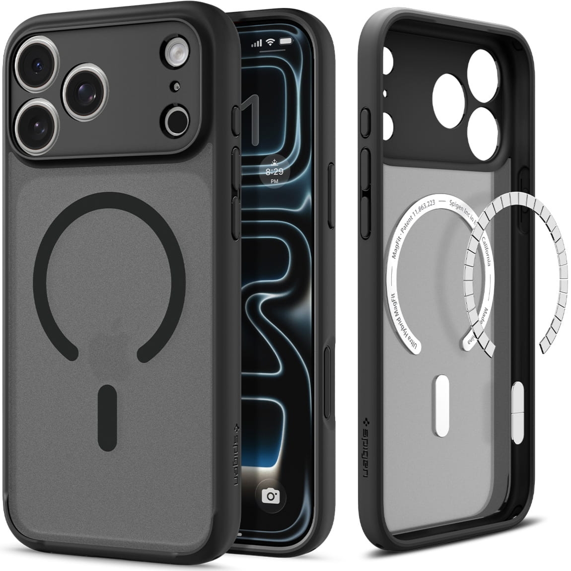 Etui Spigen Ultra Hybrid Mag do MagSafe do iPhone 17 Pro Max, półprzezroczysto-czarne