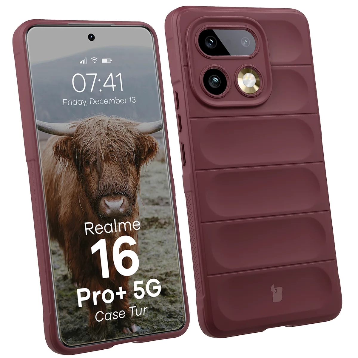 Pancerne etui Bizon Case Tur do Realme 16 Pro Plus 5G, burgundowe