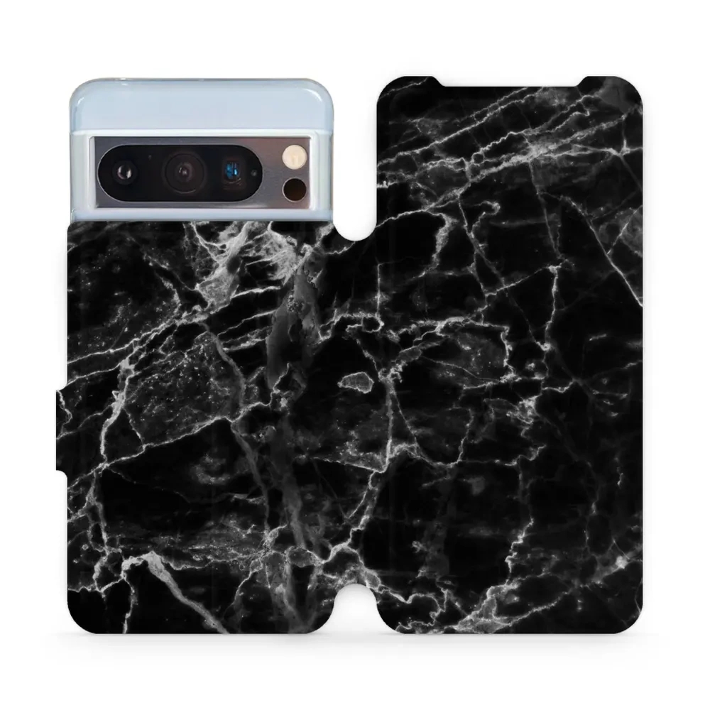 Etui z klapką do Google Pixel 8 Pro, Mobiwear Book, czarny marmur
