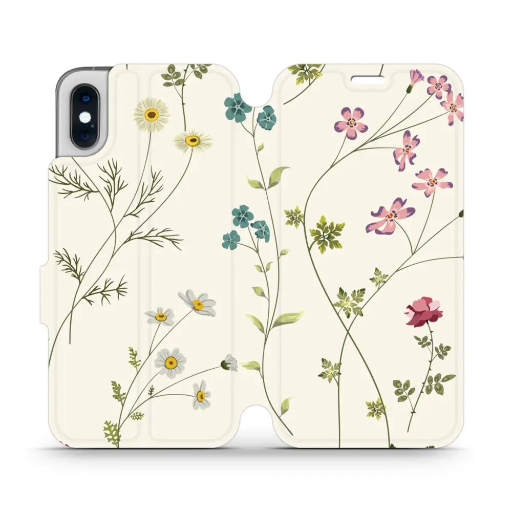 Etui z klapką do iPhone X, Mobiwear Book, polne kwiaty