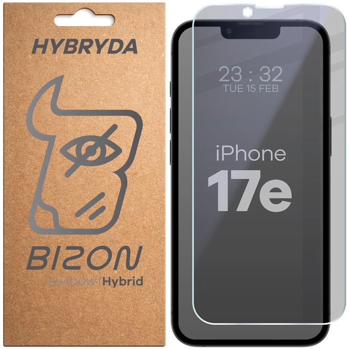 Prywatyzujące szkło hybrydowe Bizon Hybrid Shadow do iPhone 17e, matowe