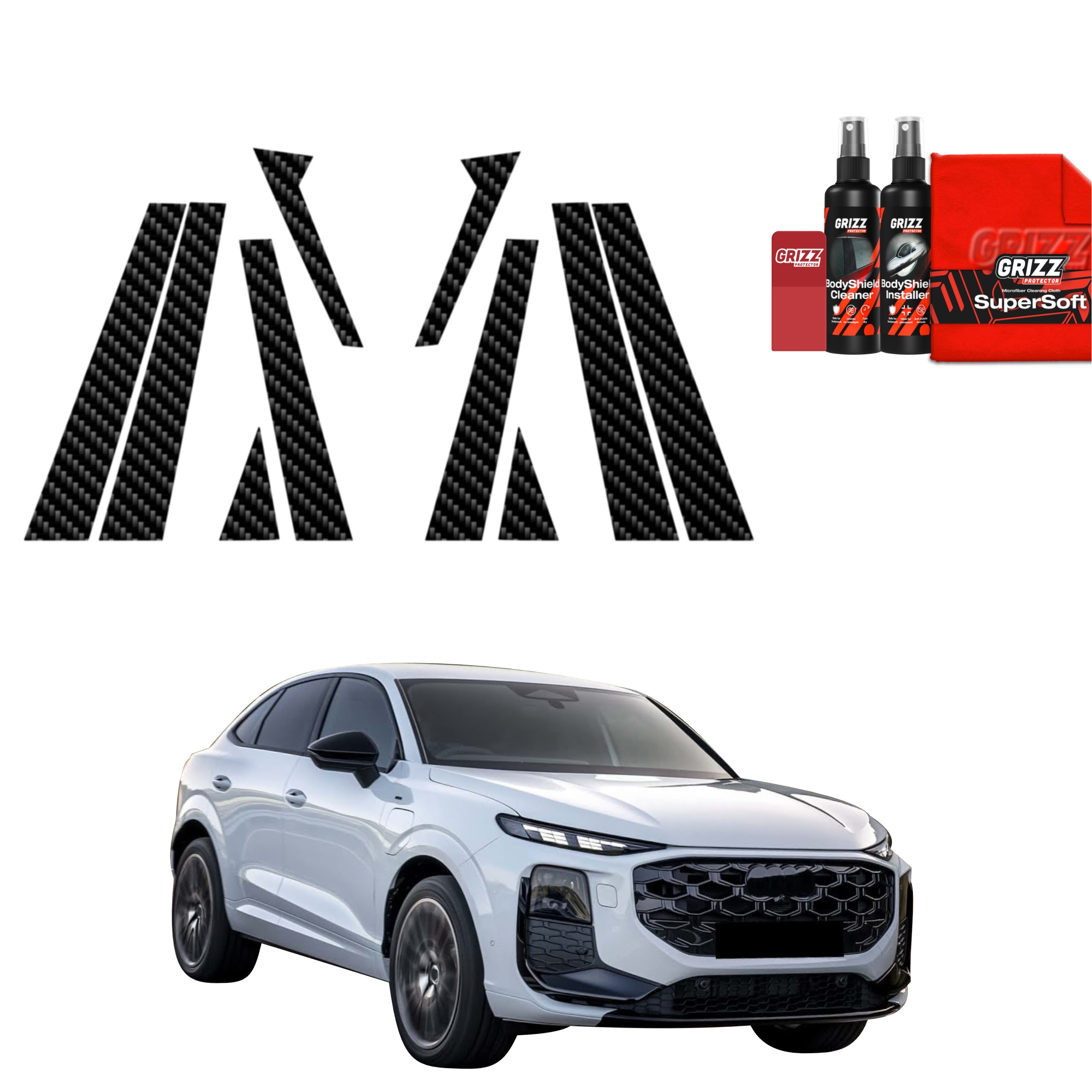 10w1 Folia karbonowa Grizz Protector na słupki do Audi Q3 Sportback (2025-2026)