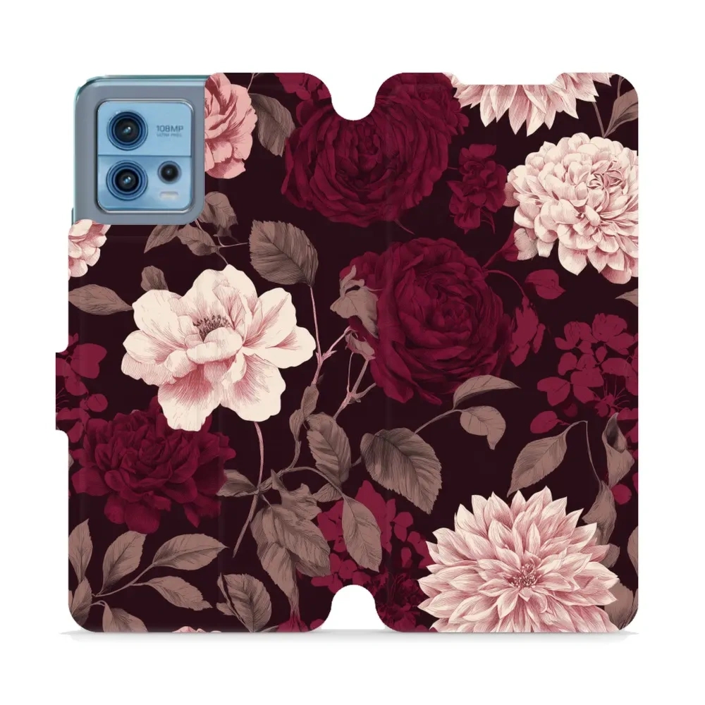 Etui z klapką do Motorola Moto G72, Mobiwear Book, wino i dalie