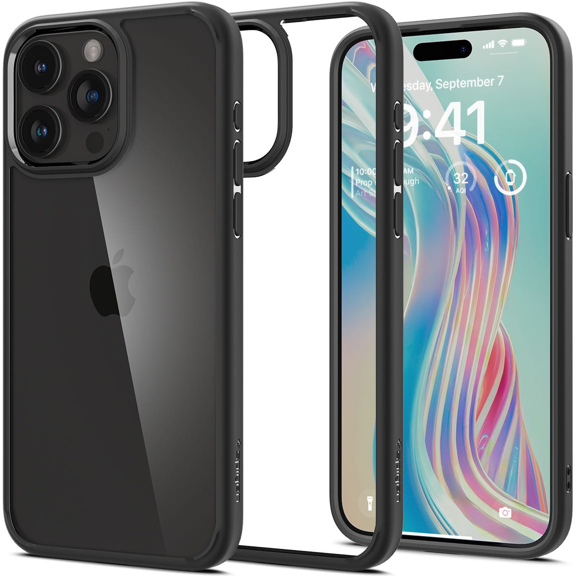 Image of Etui Spigen Crystal Hybrid do iPhone 15 Pro, przezroczysto-czarne