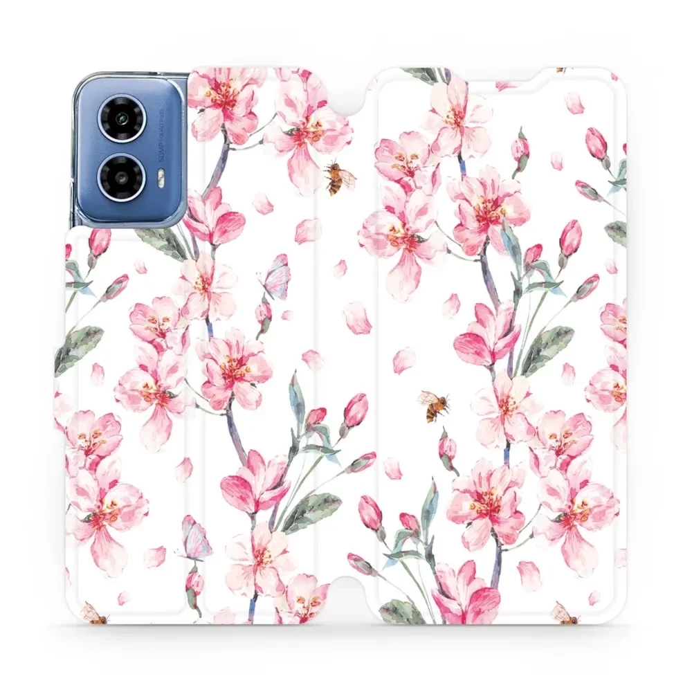 Etui z klapką do Motorola Moto G34 5G, Mobiwear Book, różowa wiosna