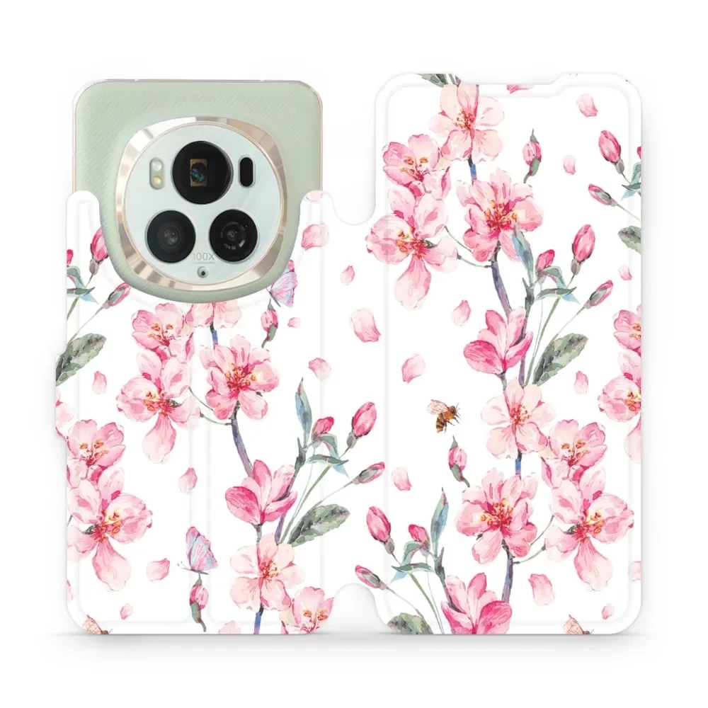 Etui z klapką do Honor Magic6 Pro, Mobiwear Book, różowa wiosna