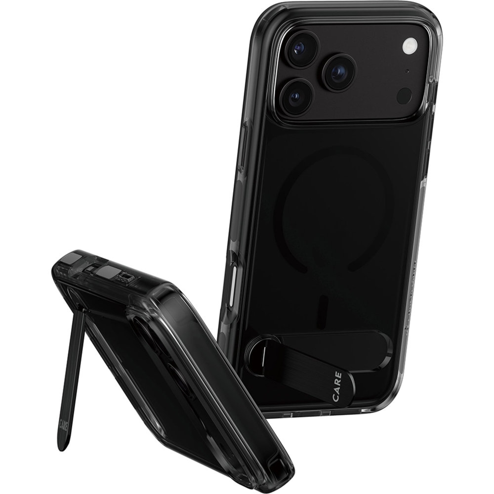 Etui z podstawką PanzerGlass Smokey Kickstand do iPhone 18 Pro Max / 17 Pro Max, do MagSafe, przydymione-czarne