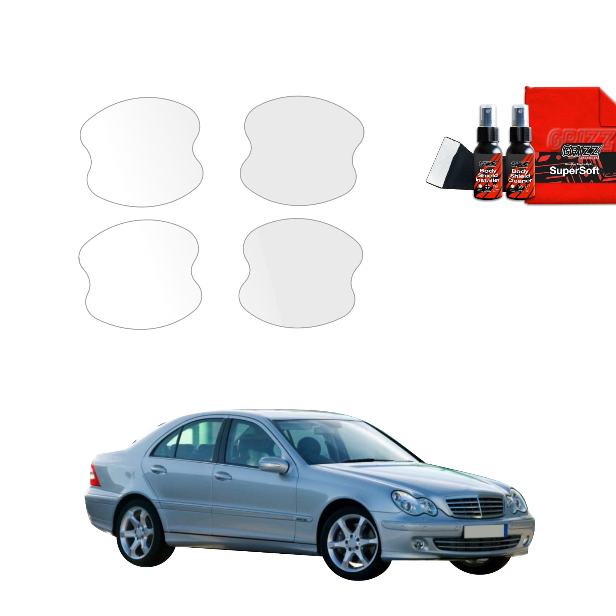 4w1 Folia ochronna pod klamki Grizz Protector do Mercedes Benz C Klasa W203 Sedan (2000-2007)