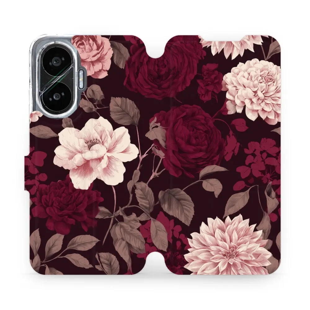 Etui z klapką do Xiaomi POCO F7, Mobiwear Book, wino i dalie