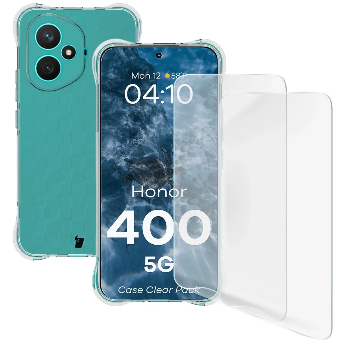 Image of Elastyczne etui + 2x folia na ekran Bizon Case Clear Pack do Honor 400