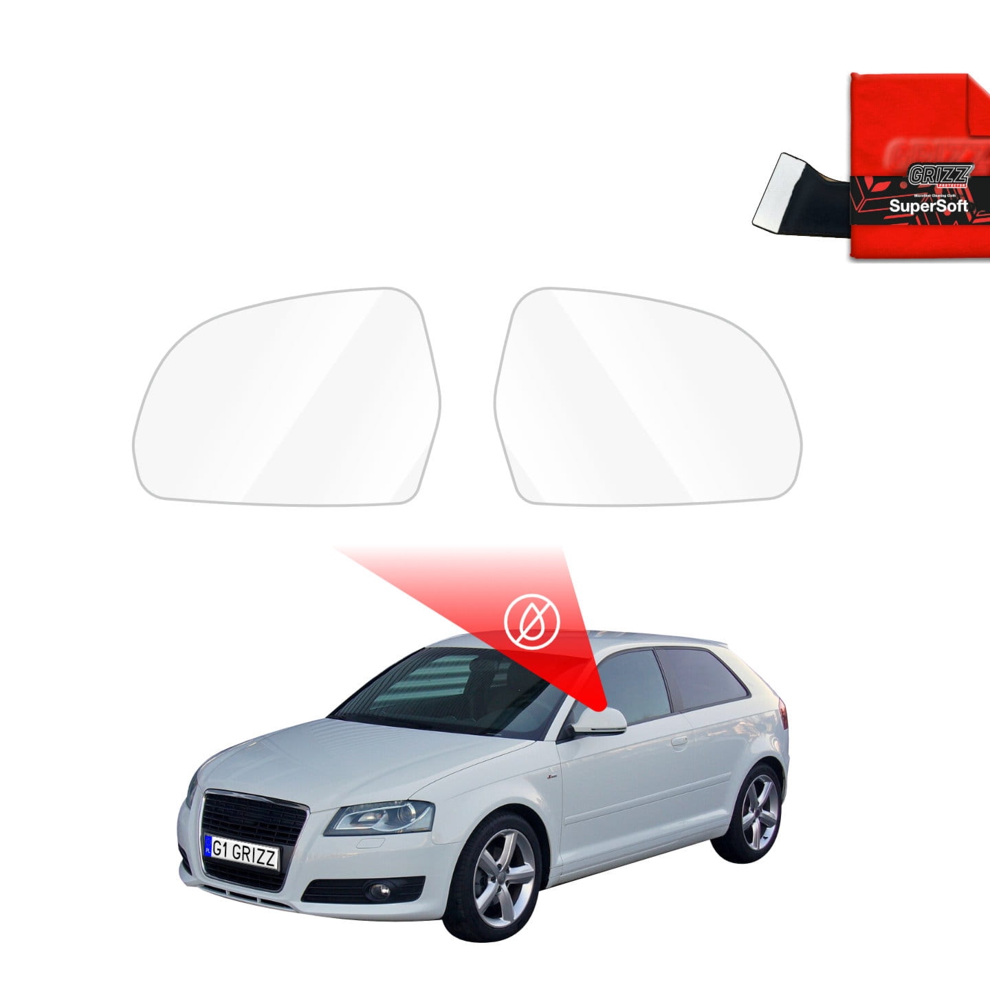 Folia przeciwdeszczowa Grizz Protector na lusterka do Audi A3 8P Hatchback 3D (2003-2008)