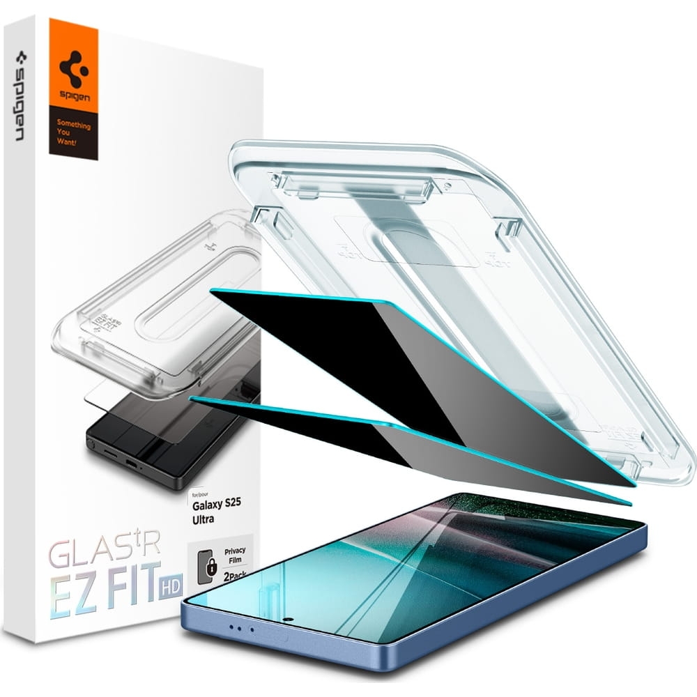 Image of Szkło do etui + Aplikator Spigen Glas.tR Privacy EZ Fit 2-Pack do Galaxy S25 Ultra