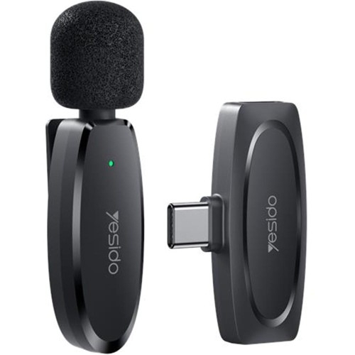 Image of Bezprzewodowy mikrofon na klipsie Yesido Lavalier Mic, USB-C, 2,4GHz, czarny