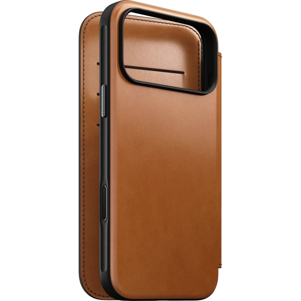 Etui z klapką Nomad Modern Leather Folio Horween Series do MagSafe, do iPhone 18 Pro Max / 17 Pro Max, jasnobrązowe