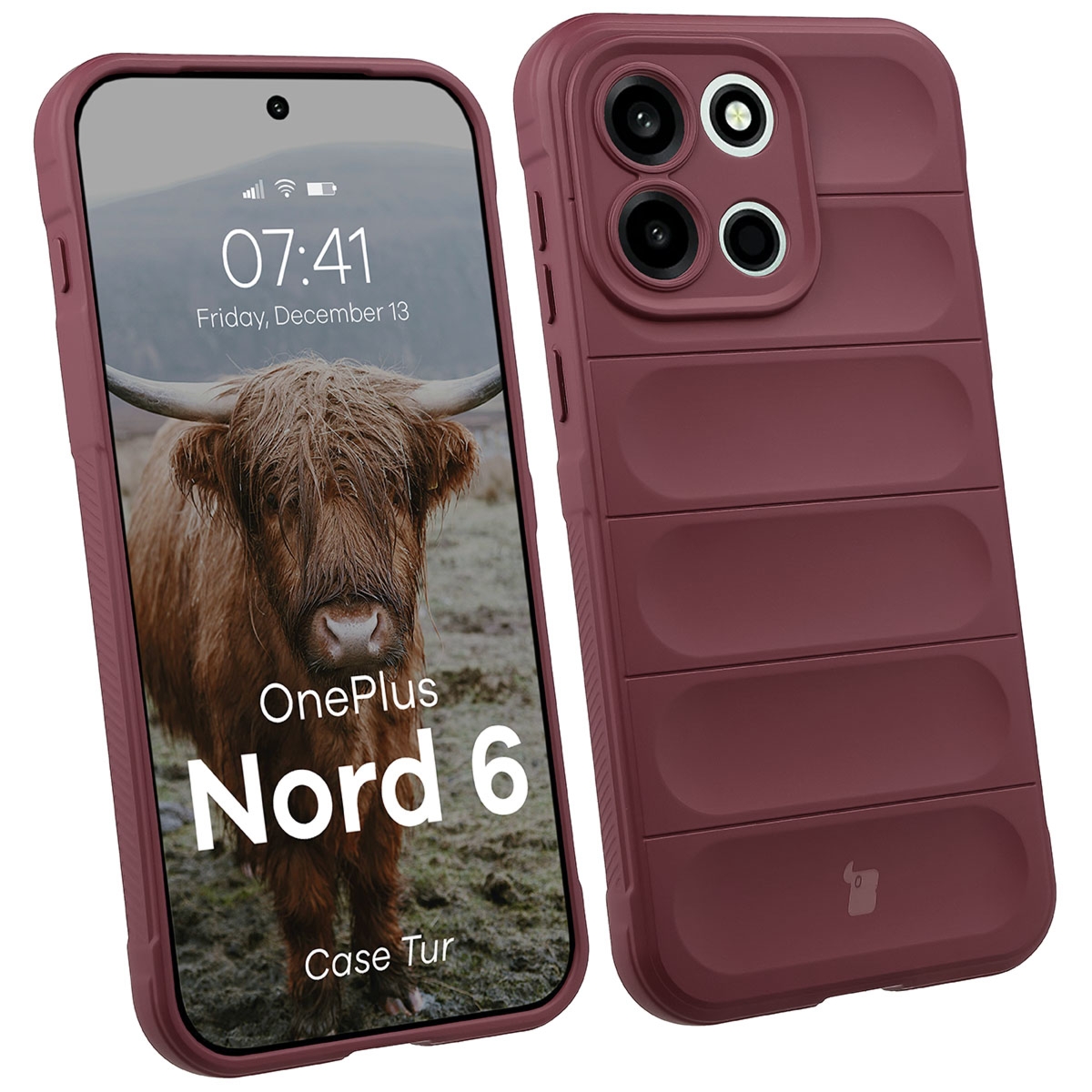 Pancerne etui Bizon Case Tur do OnePlus Nord 6, burgundowe