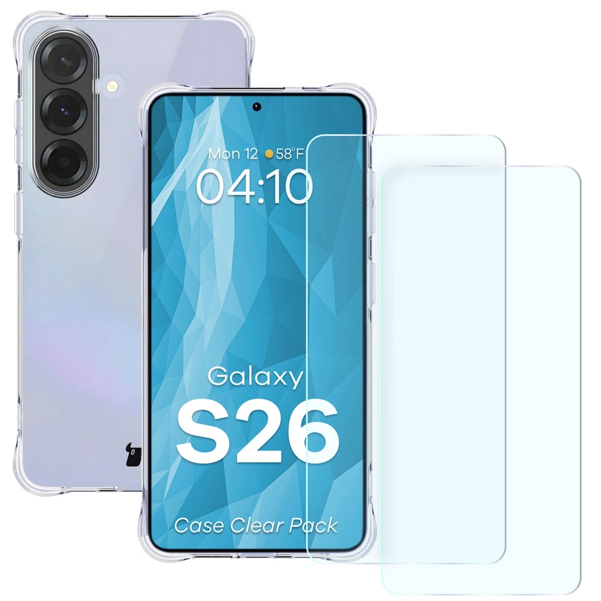 Elastyczne etui + 2x szkło hartowane Bizon Case Clear Pack do Galaxy S26