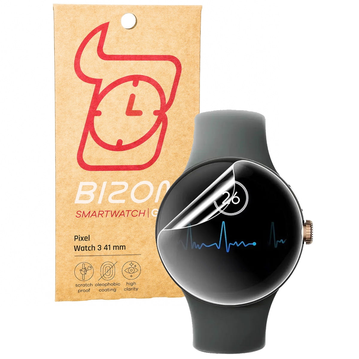 Folia hydrożelowa na ekran Bizon Watch Film Hydrogel Duo do Google Pixel Watch 3 41 mm, 2 sztuki