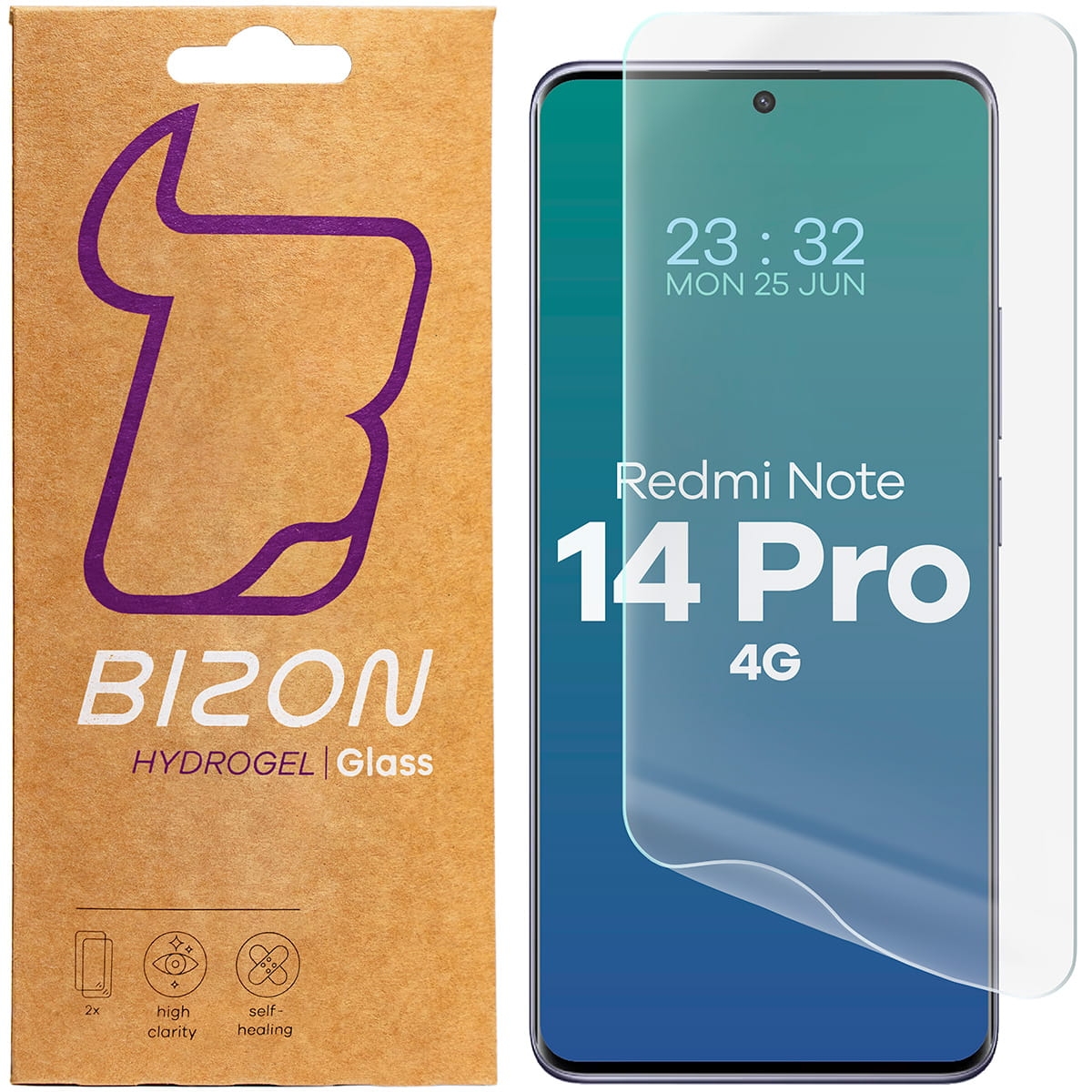 Image of Folia hydrożelowa na ekran Bizon Glass Hydrogel Front do Xiaomi Redmi Note 14 Pro 4G, 2 sztuki