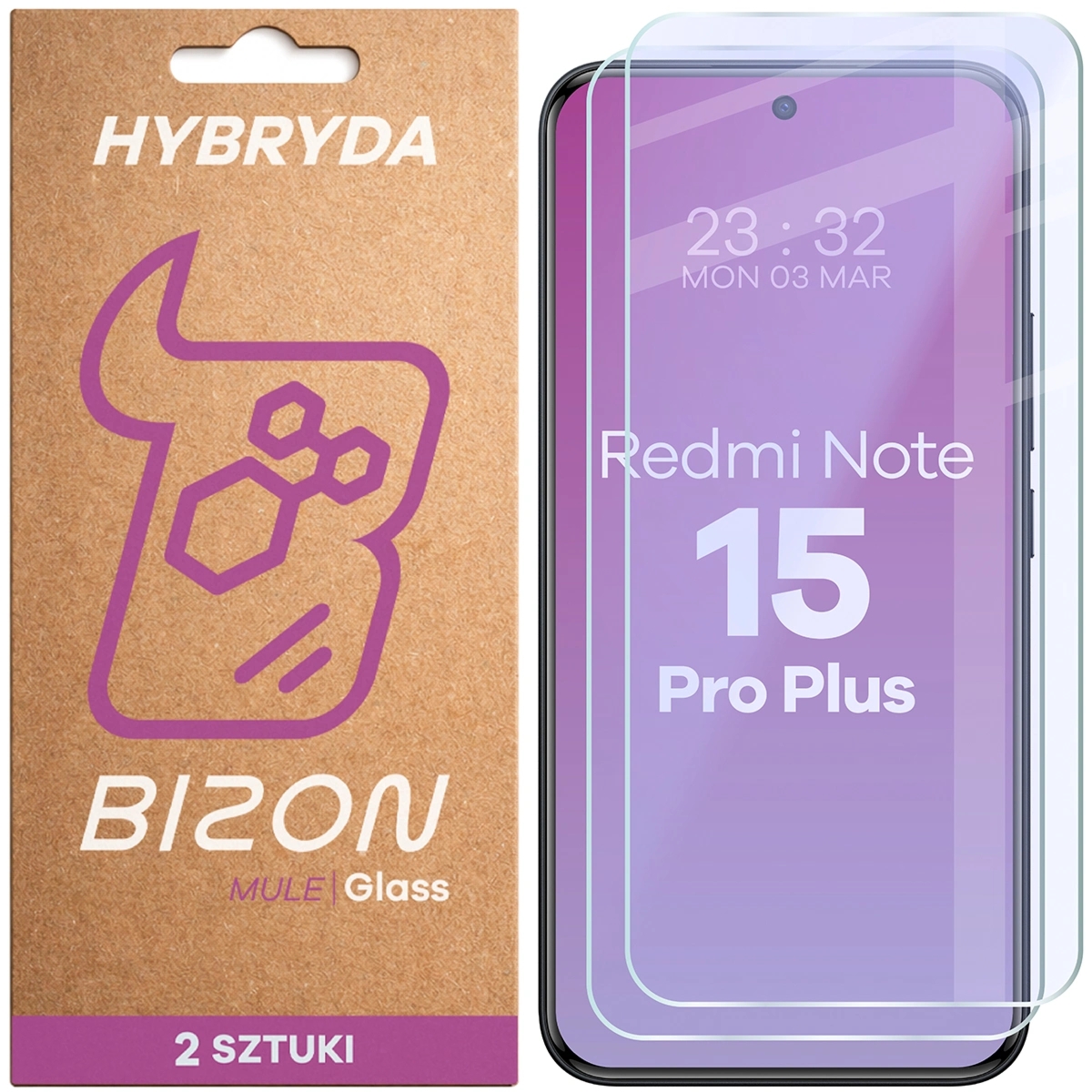 Elastyczne szkło hybrydowe Bizon Hybrid Mule Duo do Xiaomi Redmi Note 15 Pro Plus 5G, 2 sztuki