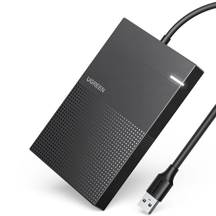 Image of OUTLET: Kieszeń na dysk HDD SSD Ugreen obudowa dysku twardego 2,5'' USB 3.2 Gen 1, 5Gbps + kabel USB 3.0 0,5 m, czarna