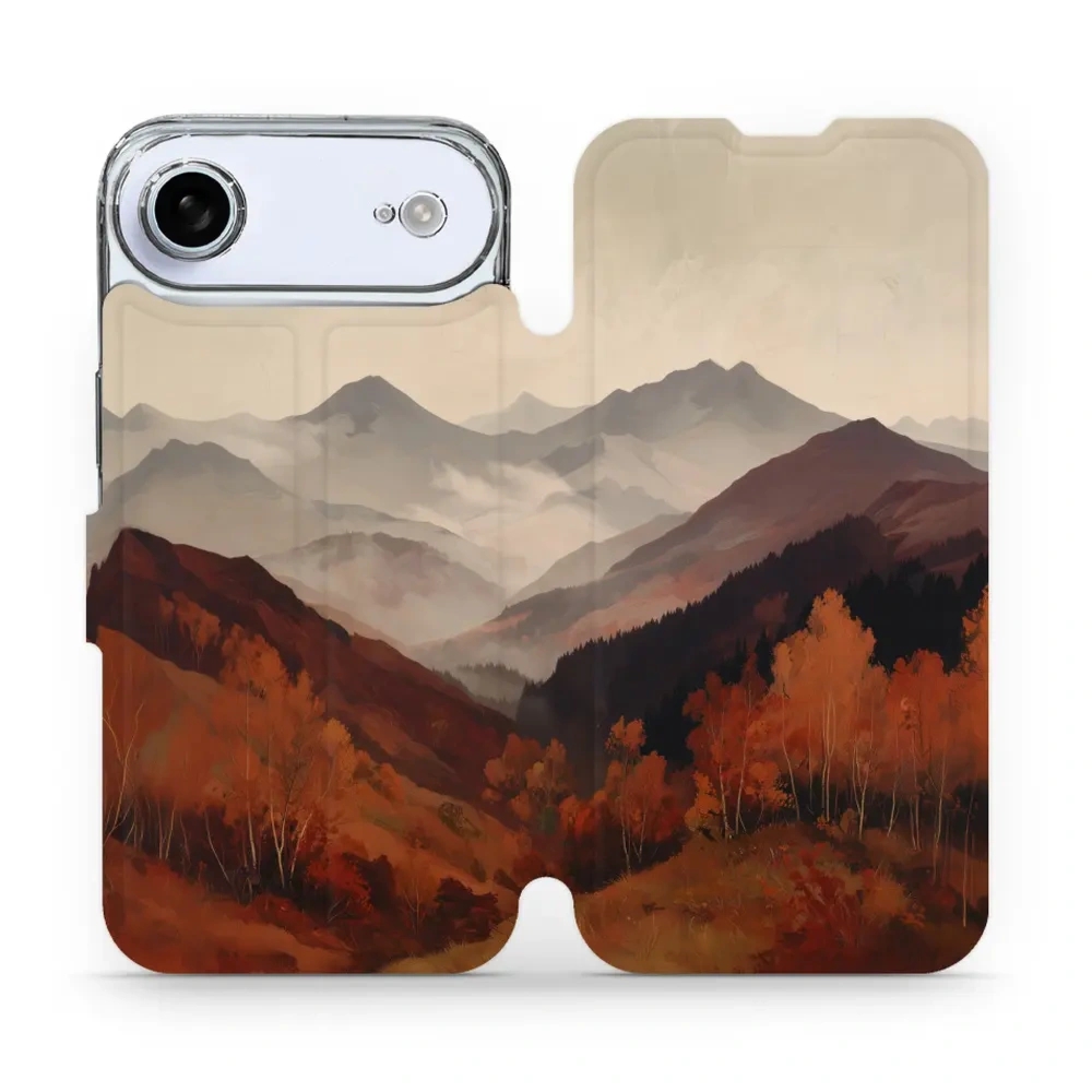 Etui z klapką do iPhone Air, Mobiwear Book, mglista dolina w górach