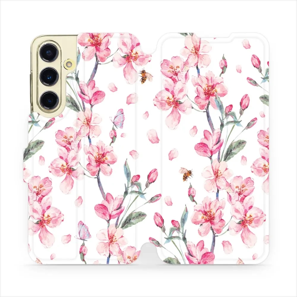 Etui z klapką do Galaxy S24 FE, Mobiwear Book, różowa wiosna