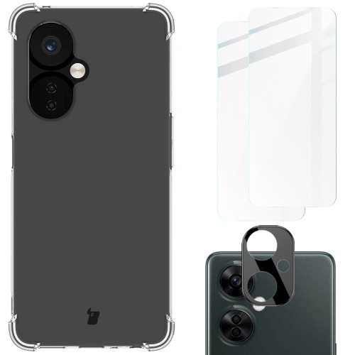 Image of Etui + 2x szkło + obiektyw Bizon Case Clear Pack do OnePlus Nord CE 3 Lite, przezroczyste