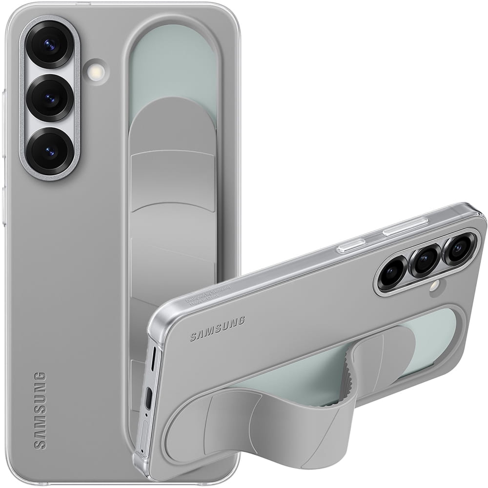 OUTLET: Etui Samsung Silicone Standing Grip Case do Galaxy S25, szare