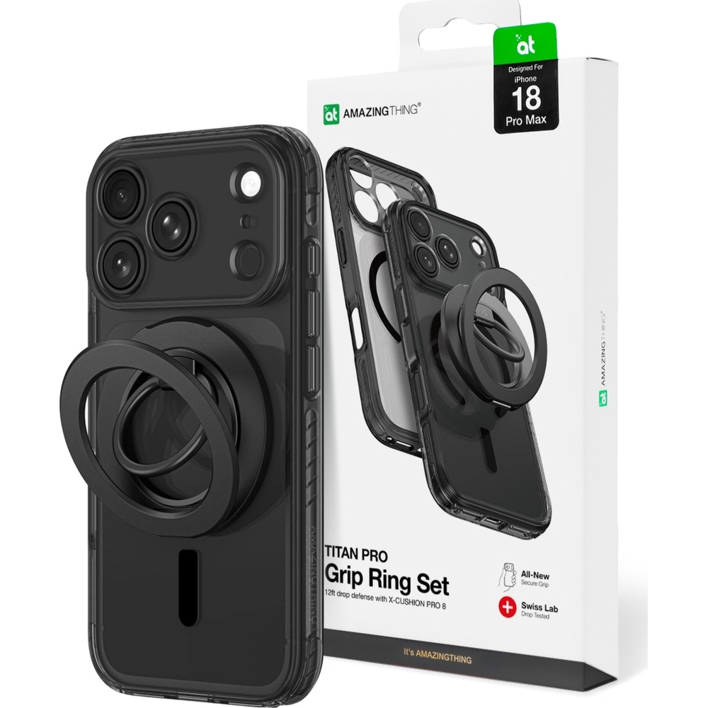 Etui AmazingThing Titan Pro Lens Ring Set do iPhone 18 Pro Max, czarne