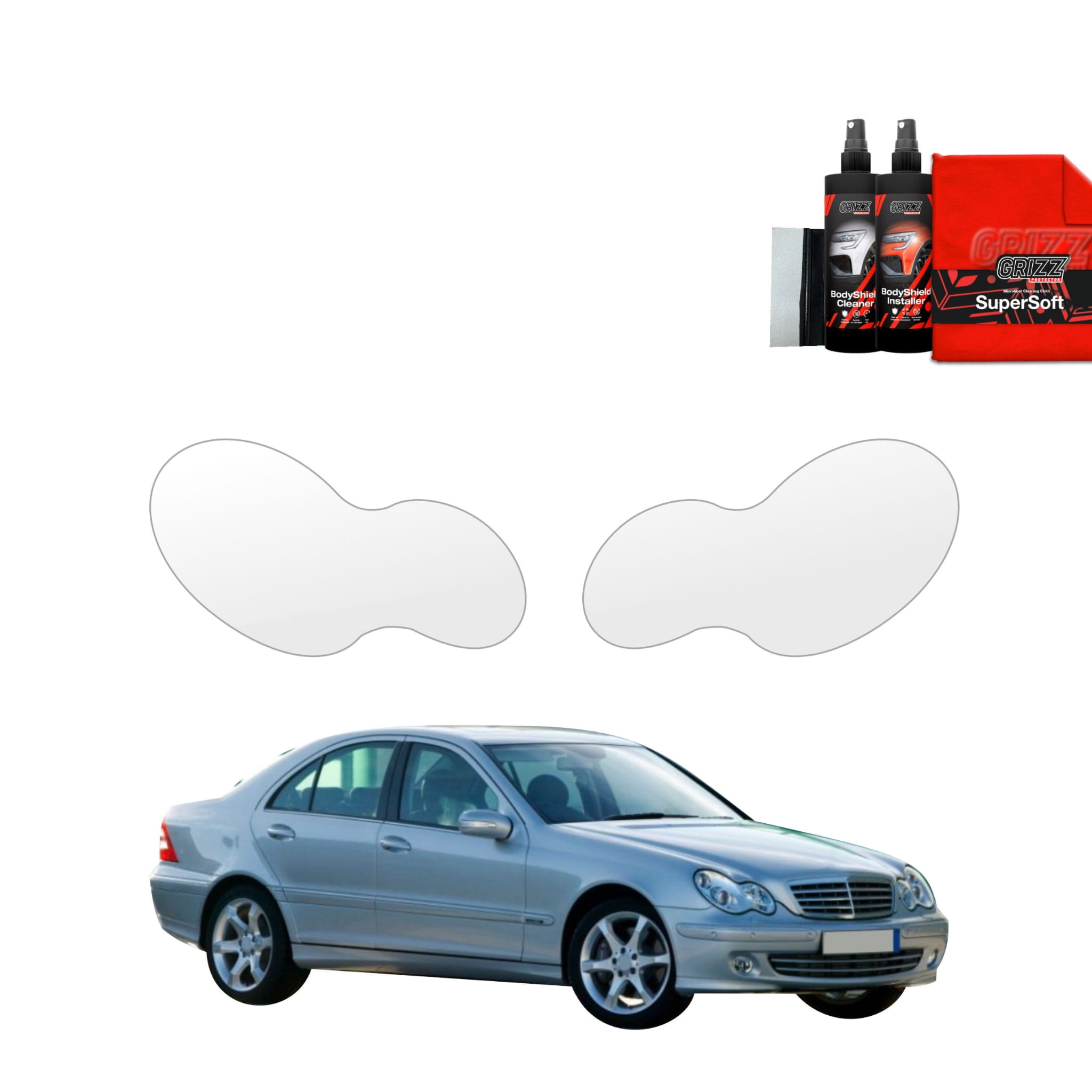 2w1 Folia ochronna na lampy Grizz Protector do Mercedes Benz C Klasa W203 Sedan (2000-2007)